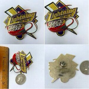 American Baseball  lapel pin 2x2" unisex, Metal, Team Lightning, Lone Oak, KY
